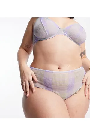 ASOS DESIGN Curve Ellie frill lace and mesh bra in lilac