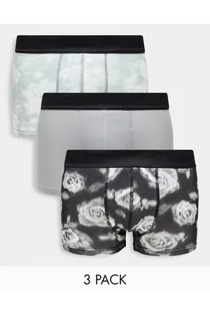 Bolongaro 3 pack boxer briefs in black and charcoal blurred floral print