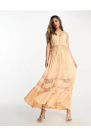 Y.A.S Y.A.S lace insert cami maxi dress in apricot
