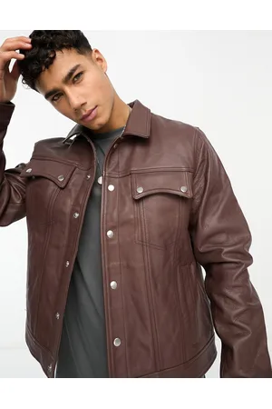 Bolongaro Men Leather Jackets - Western leather jacket with double pocket in dark