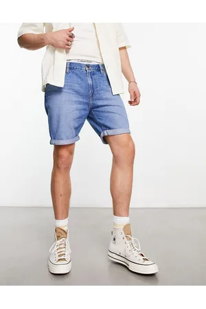 Lee Rider slim fit denim shorts in worn mid wash