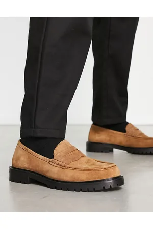 WALK LONDON Campus chunky loafers in tan suede
