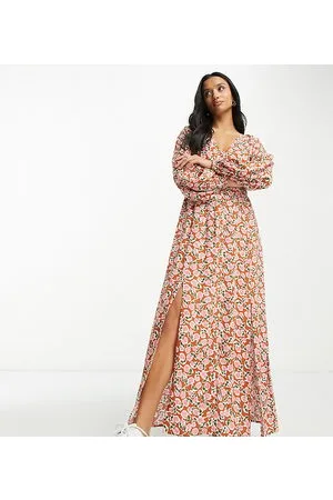 Miss Selfridge Petite button through maxi dress in chocolate rose
