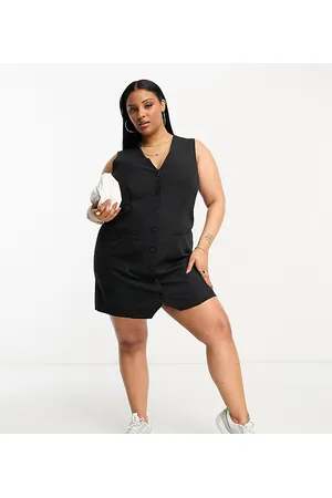 ASOS ASOS DESIGN Curve sleeveless button through waistcoat dress in