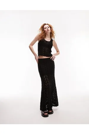 Topshop Knitted co ord stitchy detail skirt in