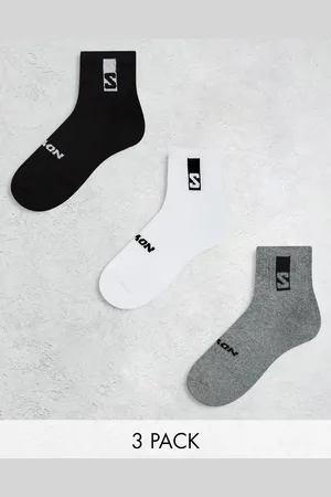 Salomon 3 pack of everyday unisex ankle socks in white and grey