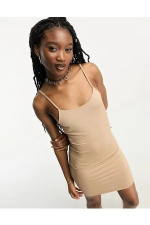 Noisy May Seamless slinky cami dress in beige