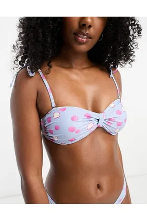 Pieces® Bandeau bikini top in seashell print