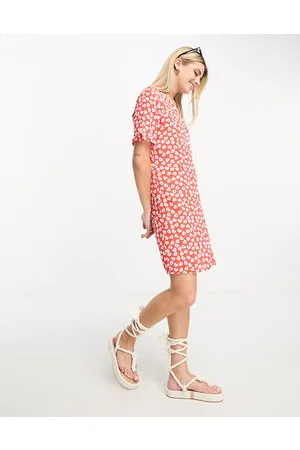 Pieces® Mini button through tea dress in heart print