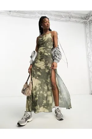 Weekday Quinn satin maxi dress in texture print