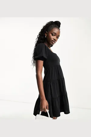 In The Style Exclusive tiered mini dress with shirred back detail in