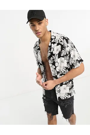 JACK & JONES Originals floral revere collar short sleeve shirt in