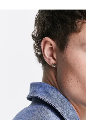 Icon Brand Men Earrings - Enamel stripe stud earrings in