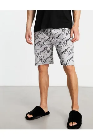 ED HARDY Men Shorts - Jaquard waistband sleep shorts in marl