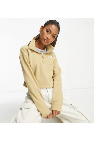 The North Face Glacier 1/4 zip cropped fleece in brown Exclusive at ASOS