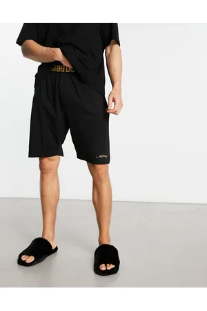 ED HARDY Men Shorts - Jaquard waistband sleep shorts in black and