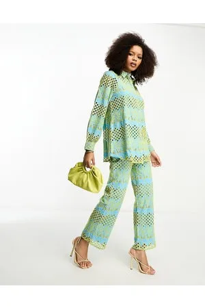 Y.A.S Y.A.S broderie wide leg trouser co-ord in and yellow