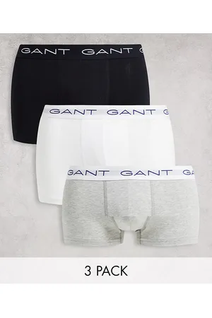 GANT Men Briefs - 3 pack trunks with logo waistband in black/grey/white