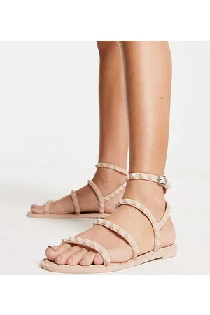 South Beach Matte studded gladiator sandal in nude