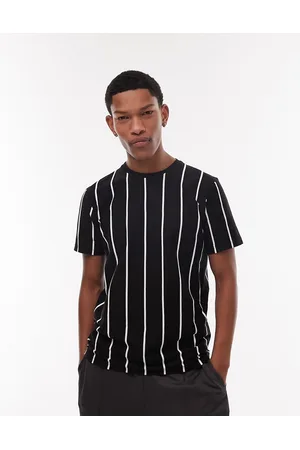 Topman Men Short Sleeve - Classic t-shirt with vertical stripe in
