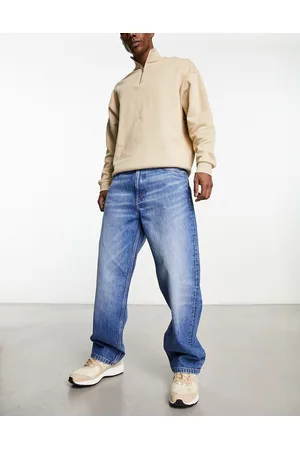 Weekday Men Straight - Galaxy loose fit straight leg jeans in wave wash