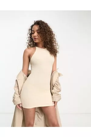 Sixth June Beach cover up mini dress in beige