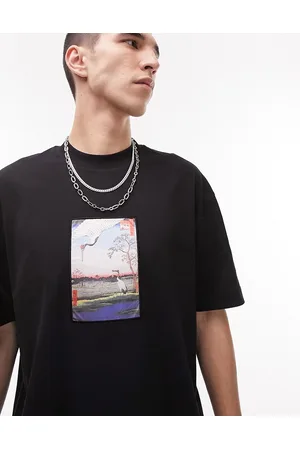 Topman Men Short Sleeve - Oversized fit t-shirt with crane box print in