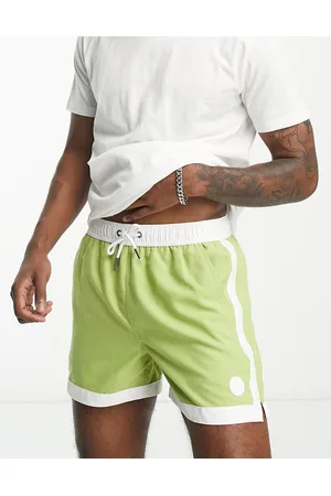 Native Youth Men Swim Shorts - Swim short with side stripe in and white - MGREEN