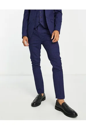 Topman Men Skinny Pants - Super skinny wedding suit trousers check in