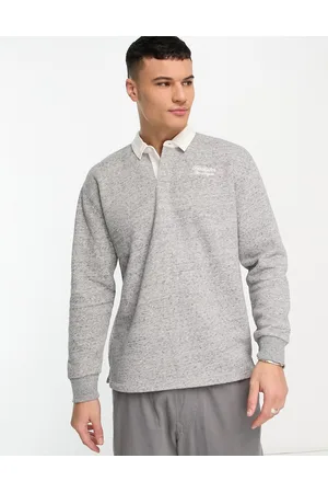 Hollister Men Polo Shirts - Varsity logo relaxed fit rugby polo in marl