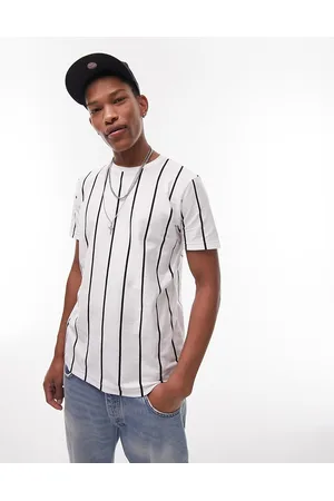 Topman Men Short Sleeve - Classic t-shirt with vertical stripe in