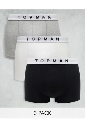 Topman Men Briefs - 3 pack trunks in black, white and grey marl with white waistbands