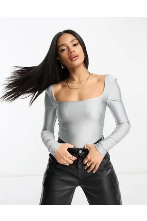 ASOS Long sleeve square neck disco bodysuit in