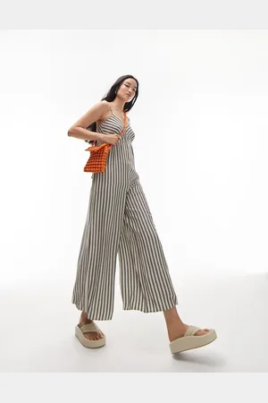 Topshop Stripe linen jumpsuit in