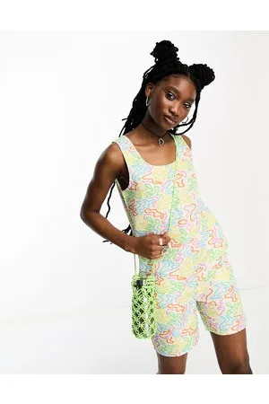 Noisy May Beach romper playsuit in squiggle print