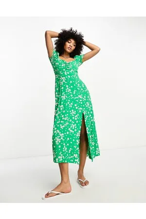 & OTHER STORIES Puff sleeve midi dress in print