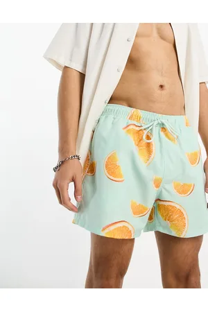 ASOS Men Swim Shorts - Swim shorts in short length in orange print
