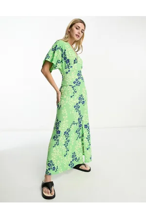 ASOS Women Casual Dresses - Long sleeve tea dress with seam detail in green floral