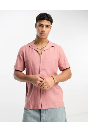 New Look Men Short sleeves - Short sleeve linen blend revere shirt in