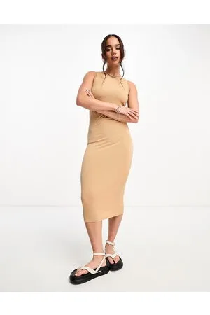 VERO MODA Jersey midi dress in stone