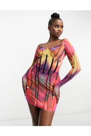 AFRM Novo off the shoulder boning mini dress in red