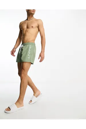 GANT Men Swim Shorts - Swimshorts in olive with side text logo