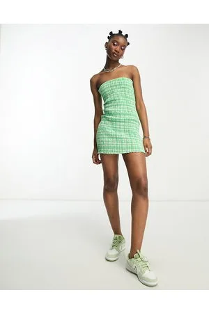 Daisy Street Mini bodycon dress in shirred gingham crinkle