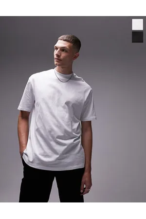 Topman Men Short Sleeve - 2 pack oversized fit t-shirt in white and black