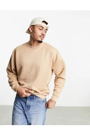 ASOS Oversized sweatshirt in beige quilted texture