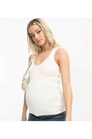 ASOS Women Camisoles - ASOS DESIGN Maternity knitted v neck vest top in cream
