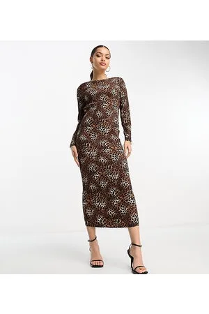 Urban Threads Plisse midi smock dress in leopard
