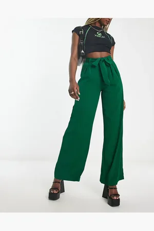 Heartbreak Wide leg tie waist belted trousers in