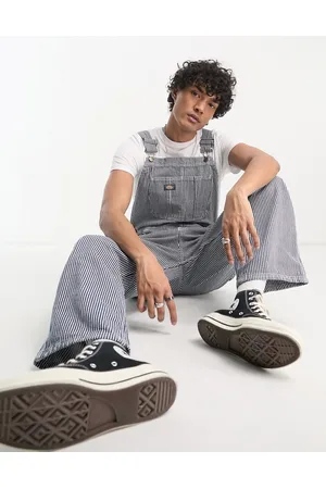 Dickies Men Suits - Classic hickory stripe overall dungarees in blue