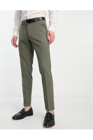 New Look Men Skinny Pants - Slim suit trousers in dark khaki